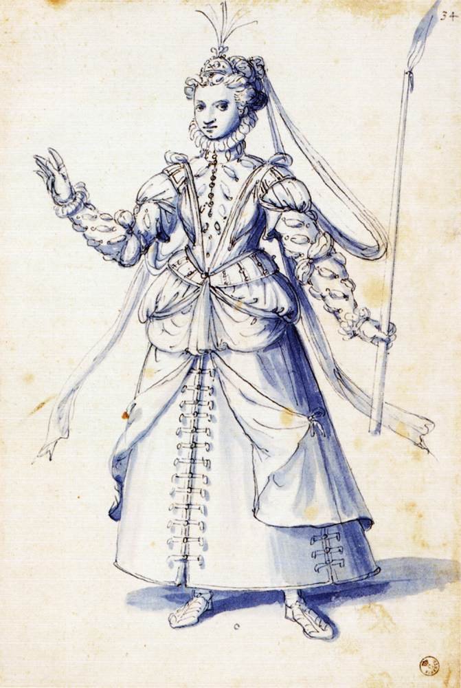 Pukupiirros naisesta, jolla on soihtu tekijältä Giuseppe Arcimboldo