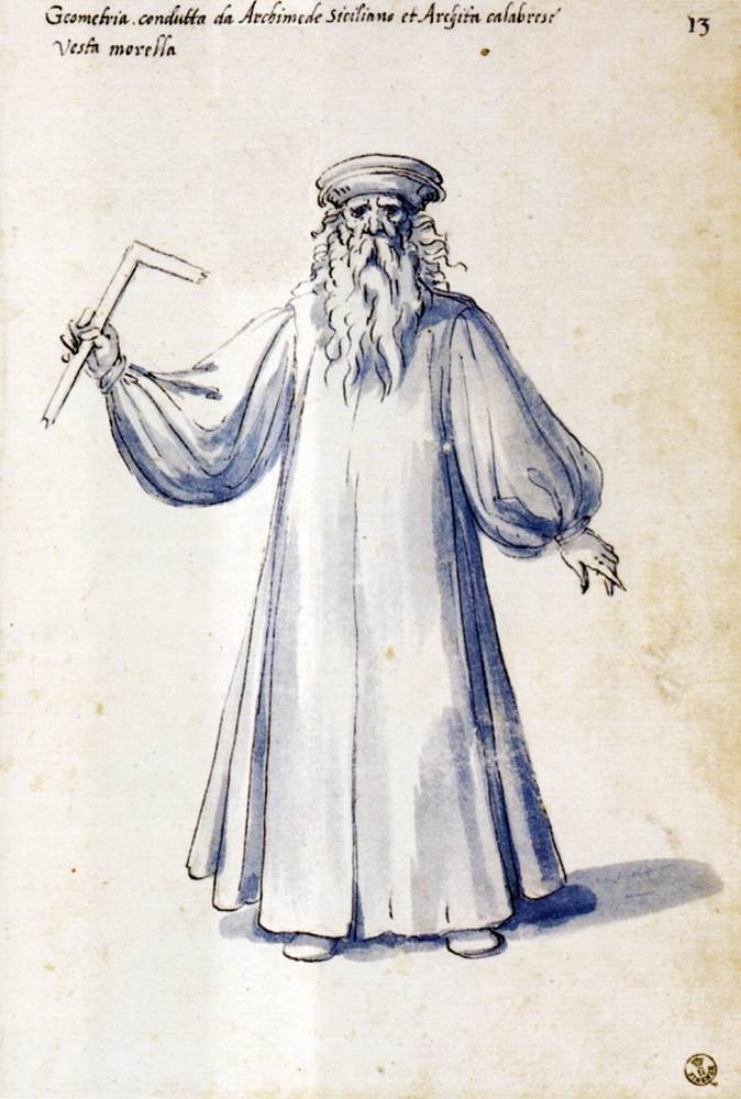 Allegorisen hahmon puku Geometria tekijältä Giuseppe Arcimboldo