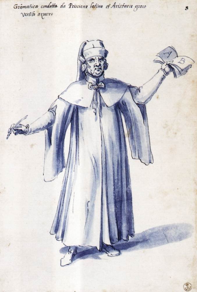 Allegorisen hahmon puvustus Kielioppi tekijältä Giuseppe Arcimboldo