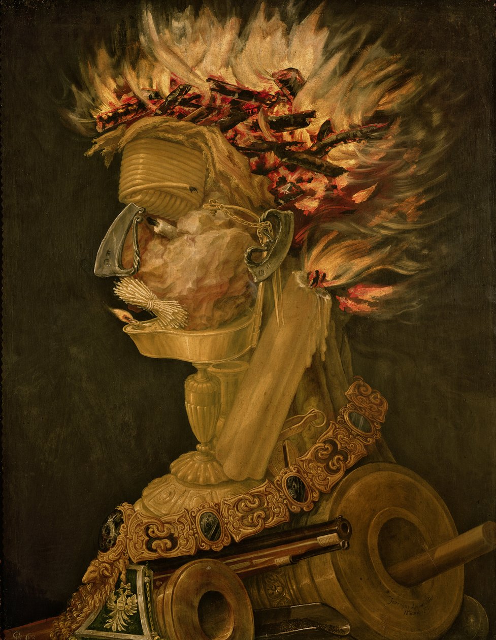 Tuli, 1566 (öljy puulle) tekijältä Giuseppe Arcimboldo
