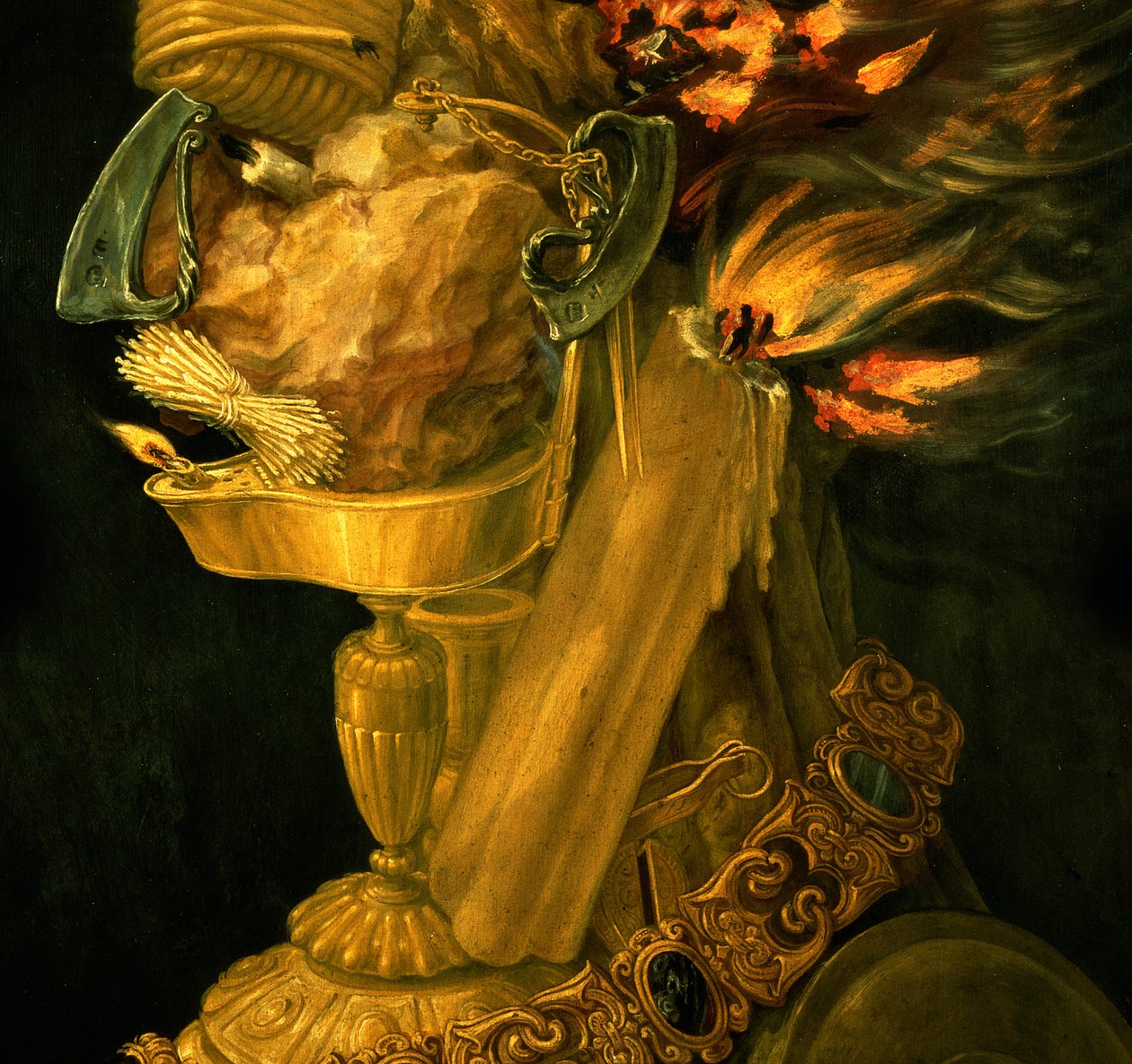 Tuli, 1566 öljy puulle yksityiskohta numerosta 66136 tekijältä Giuseppe Arcimboldo