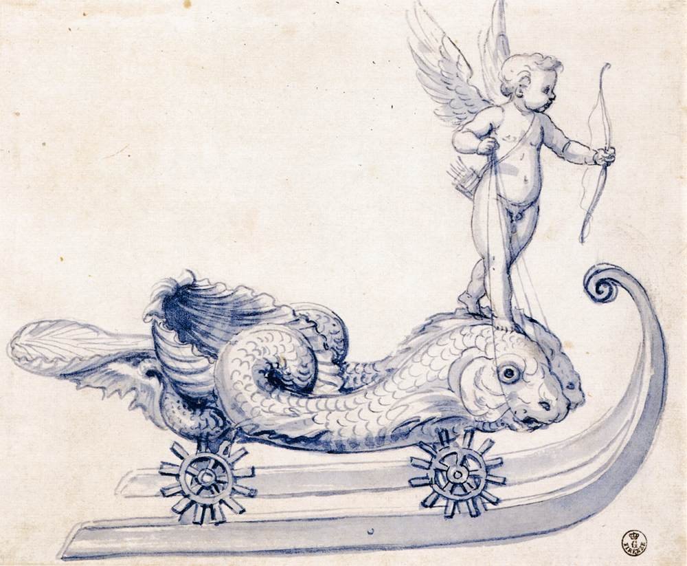 Luonnos rekeä ja hahmoja varten tekijältä Giuseppe Arcimboldo