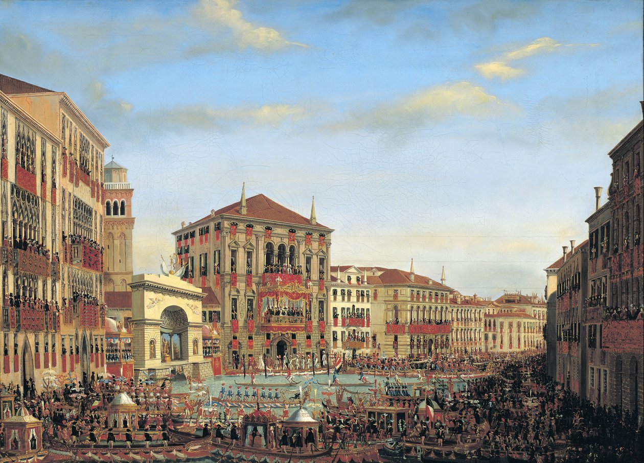 Napoleon I (1769-1821) regatan puheenjohtajana Venetsiassa, 1807 tekijältä Giuseppe Borsato