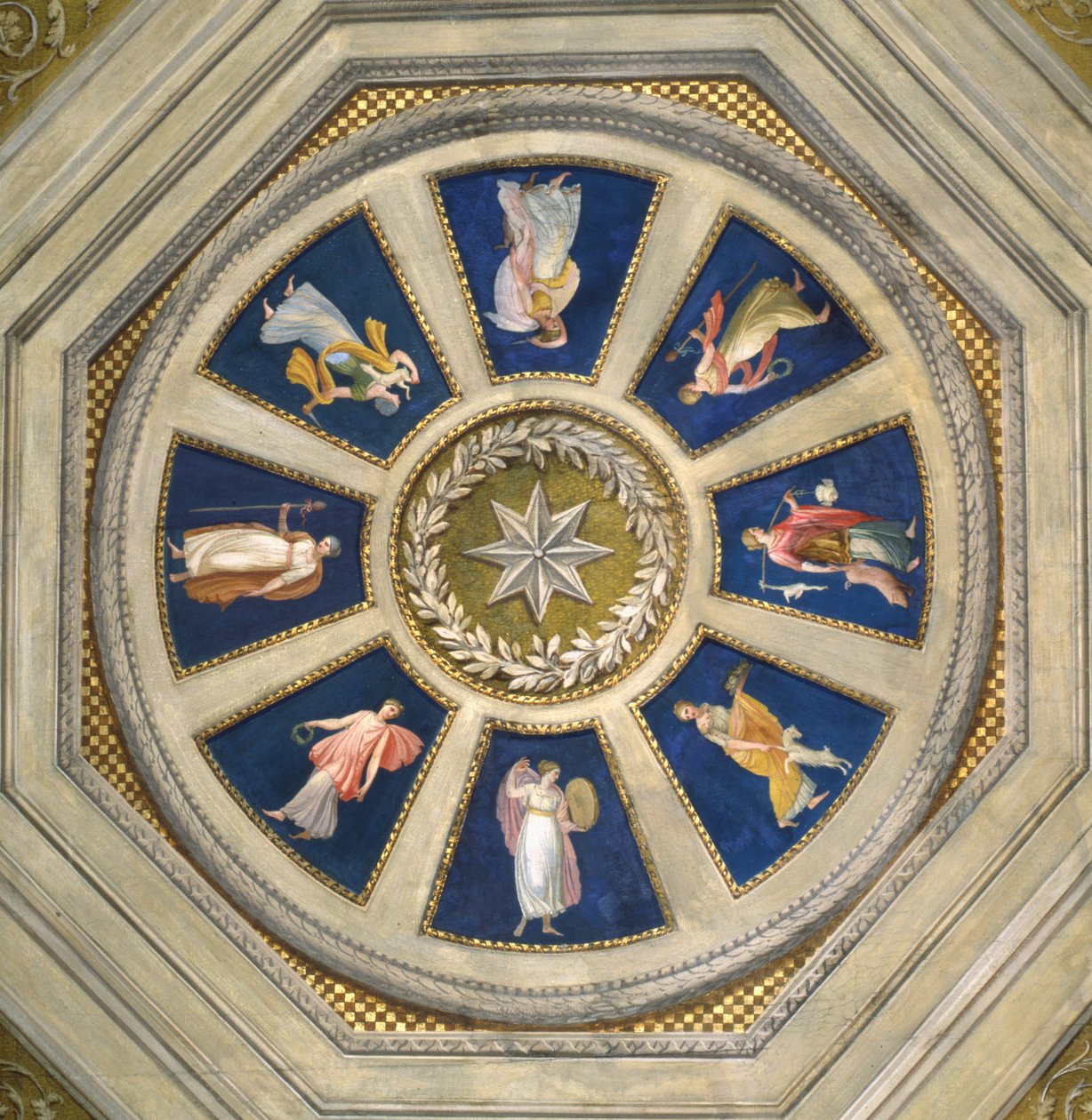 Maenad-katto Palazzo Chigissä, Roomassa, noin 1770-luku tekijältä Giuseppe Cades