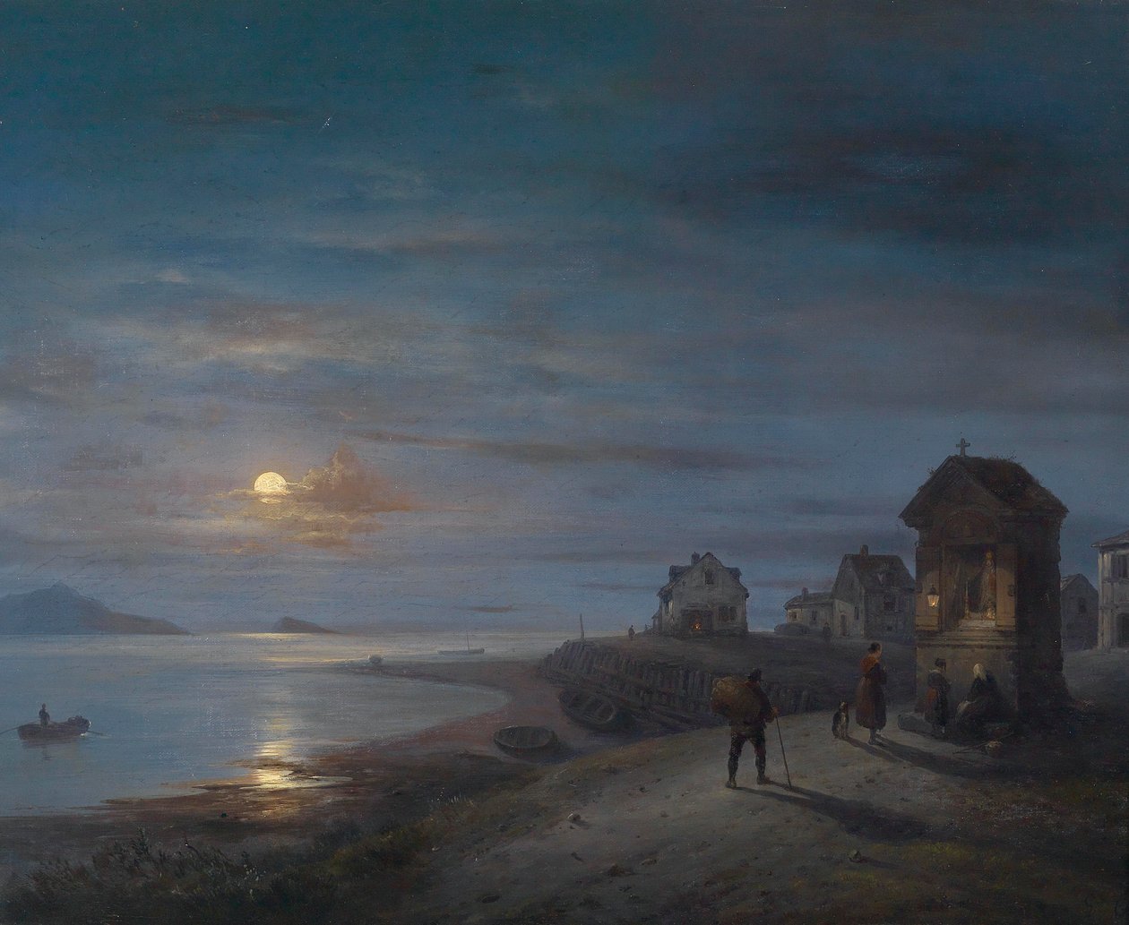 Küstenlandschaft bei aufgehendem Mond 1840 tekijältä Giuseppe Canella