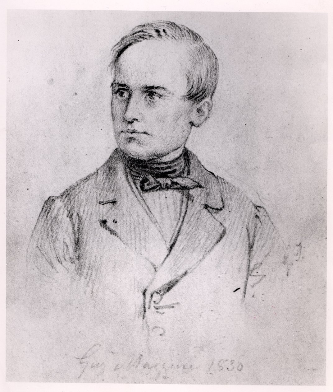 Giuseppe Mazzini (1805-72) 1830 (hiili) tekijältä Giuseppe Isola