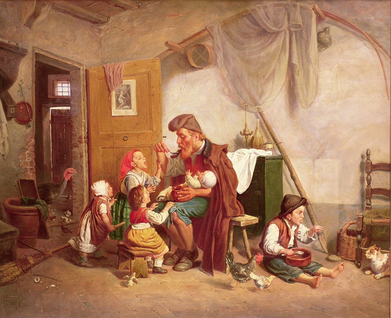 Leskiperhe, 1800-luku tekijältä Giuseppe Mazzolini