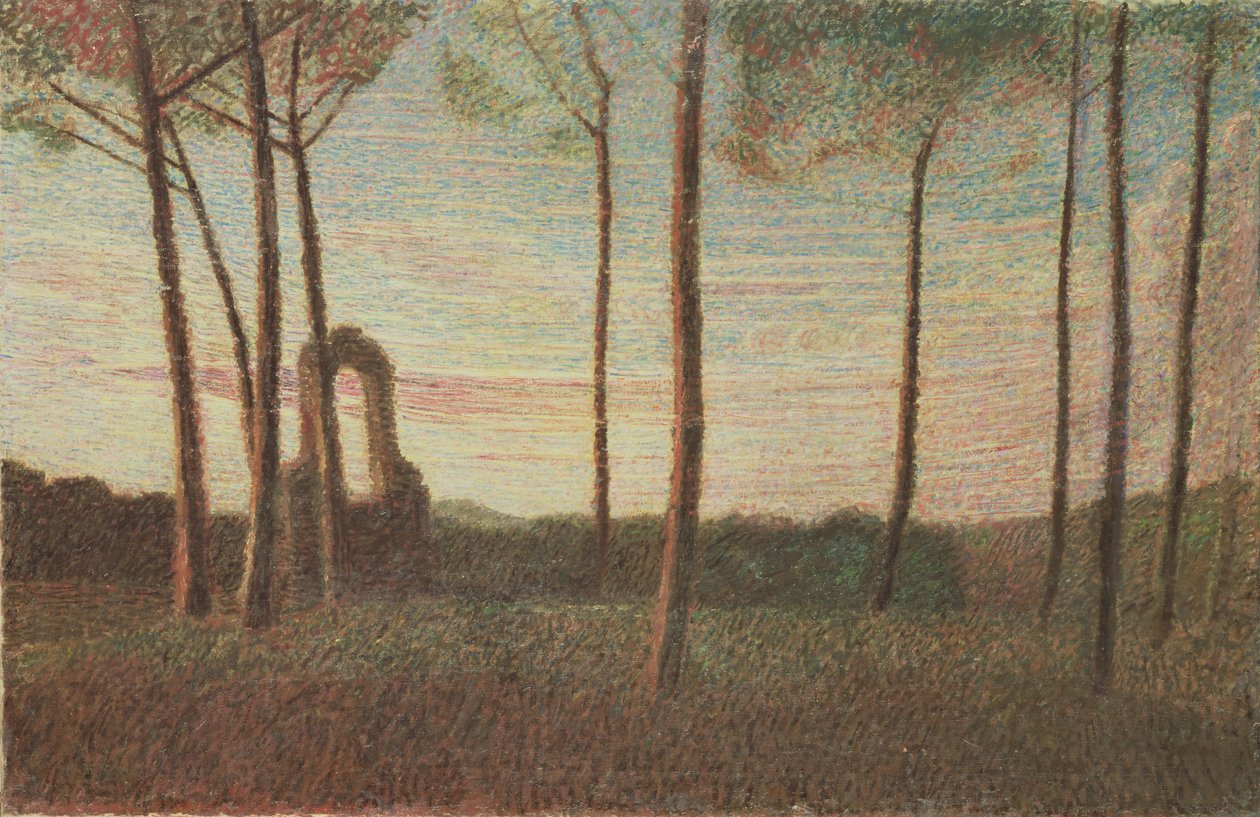 Villa Borghesen maisema, 1906 tekijältä Giuseppe Pellizza da Volpedo