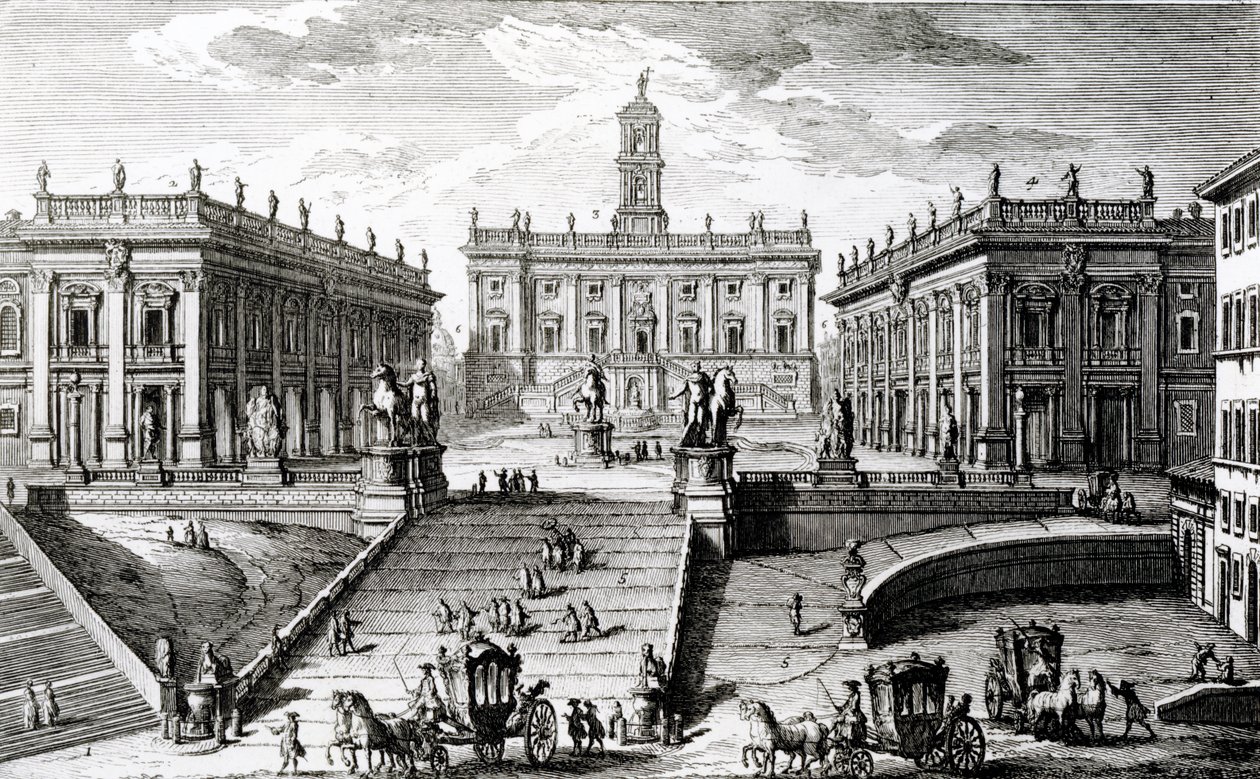 Piazza del Campidoglio tekijältä Giuseppe Vasi