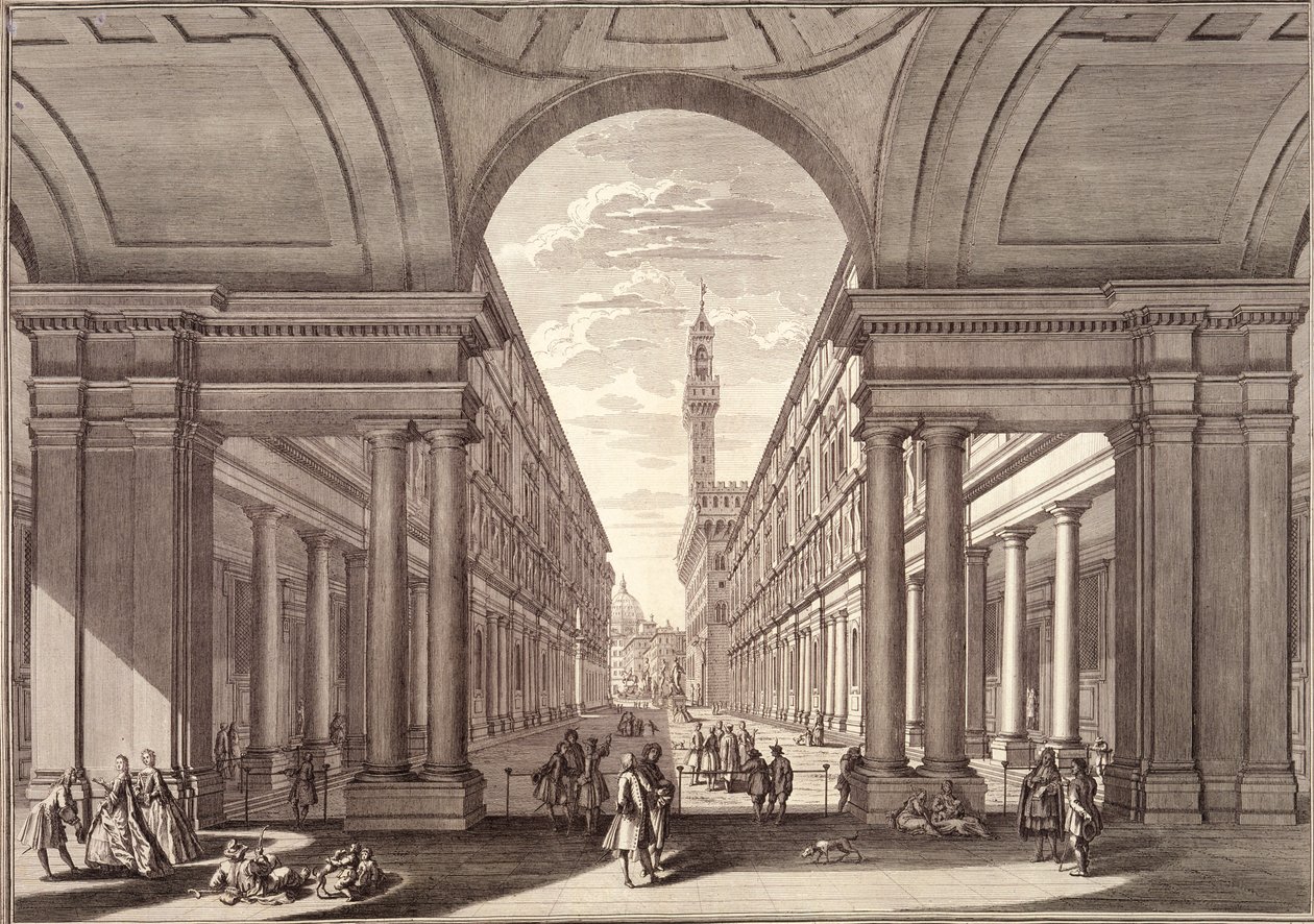 Näkymä Uffizille, Firenze tekijältä Giuseppe Zocchi