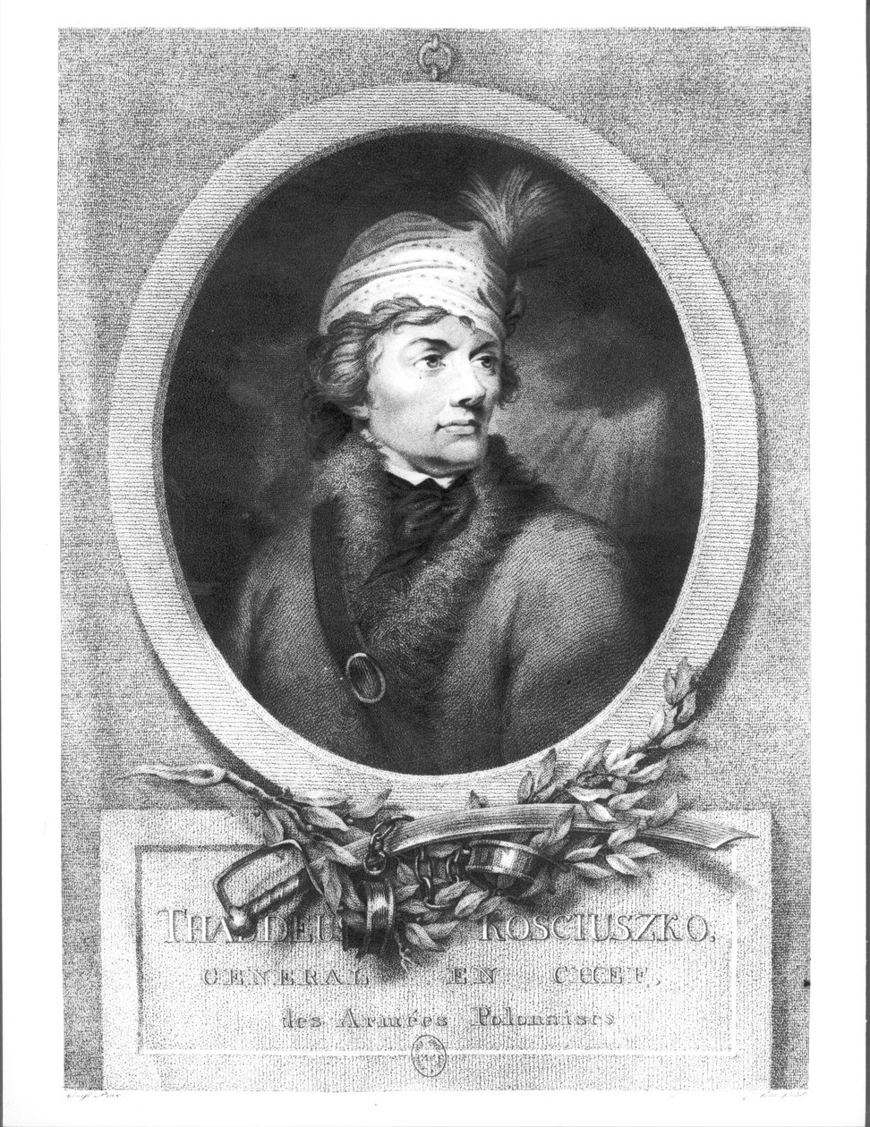 Tadeusz Kosciuszko (1746-1817), kaiverrus Christiaan Josi (k.1828), julkaistu 1794-98 tekijältä Giuseppe or Josef Grassi
