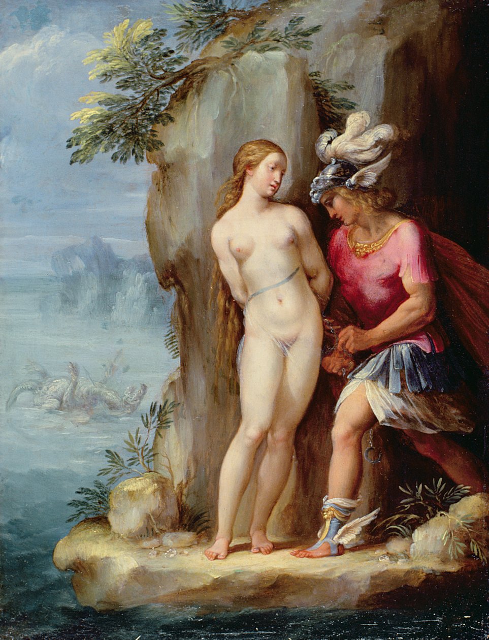 Perseus pelastaa Andromedan (öljy kuparilla) tekijältä Giuseppe Cesari