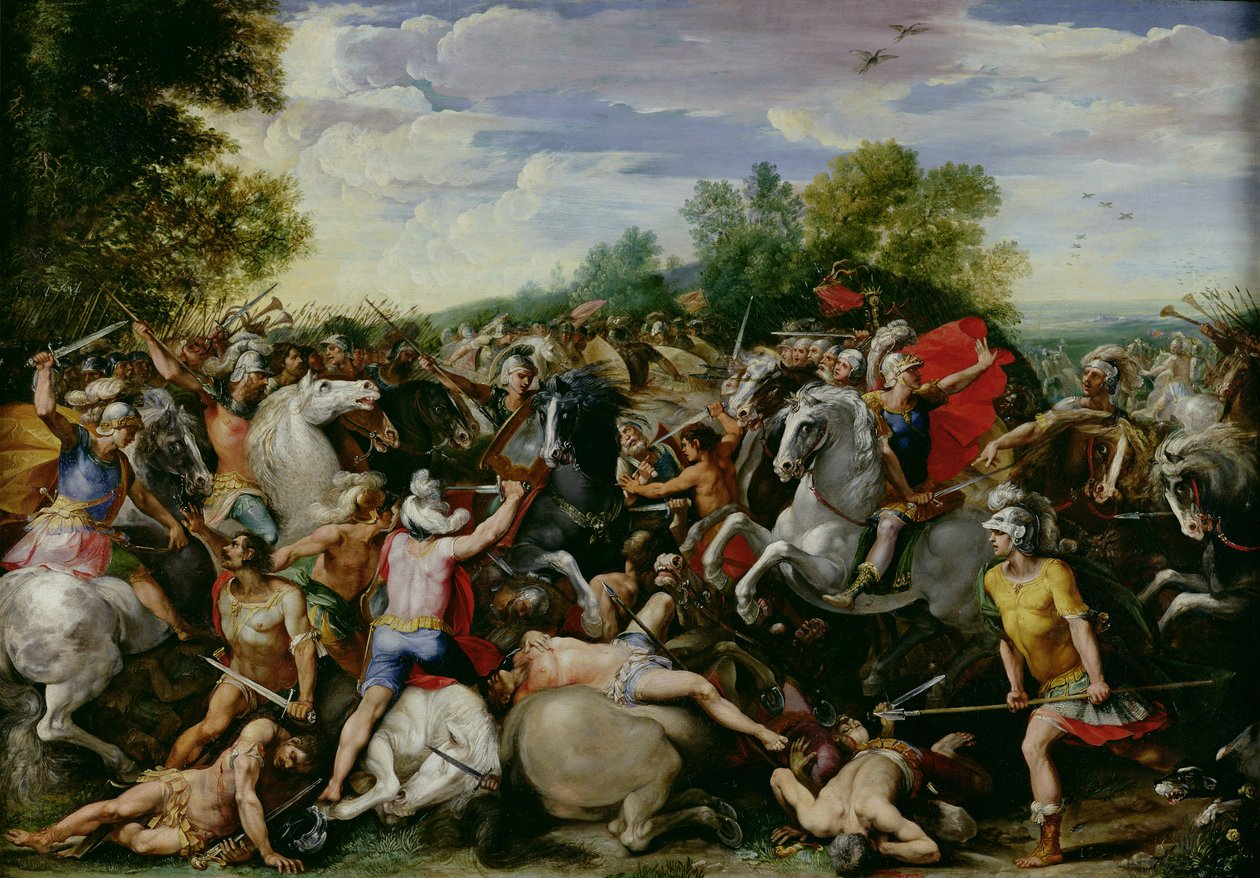 Tullus Hostiliuksen (672-640 eKr.) voitto Veiin ja Fidenaen voimista (öljy paneelissa) tekijältä Giuseppe (1568 1640) Cesari