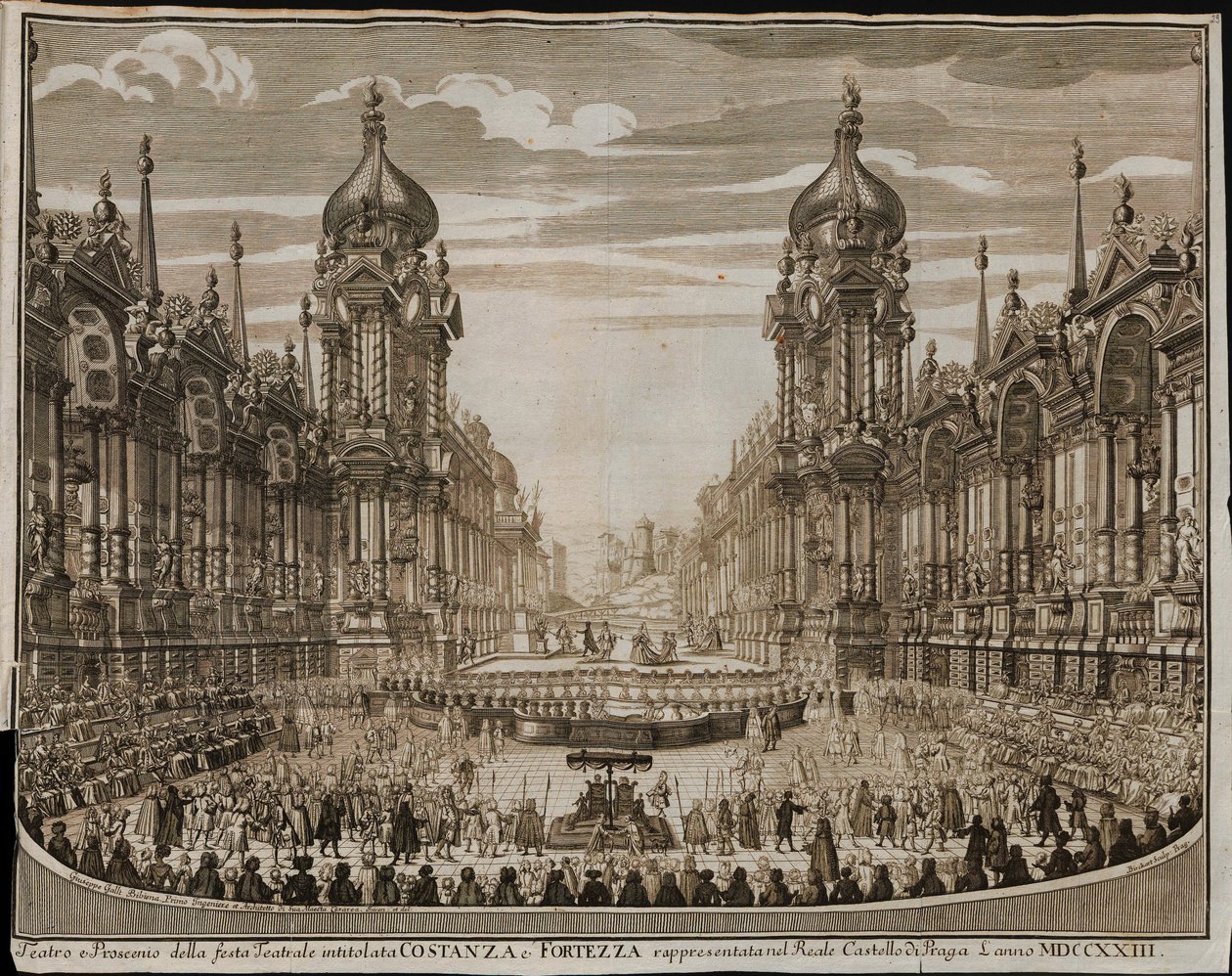 Opera Constance ja linnoitus Prahan linnassa 28. elokuuta tekijältä Giuseppe Bibiena