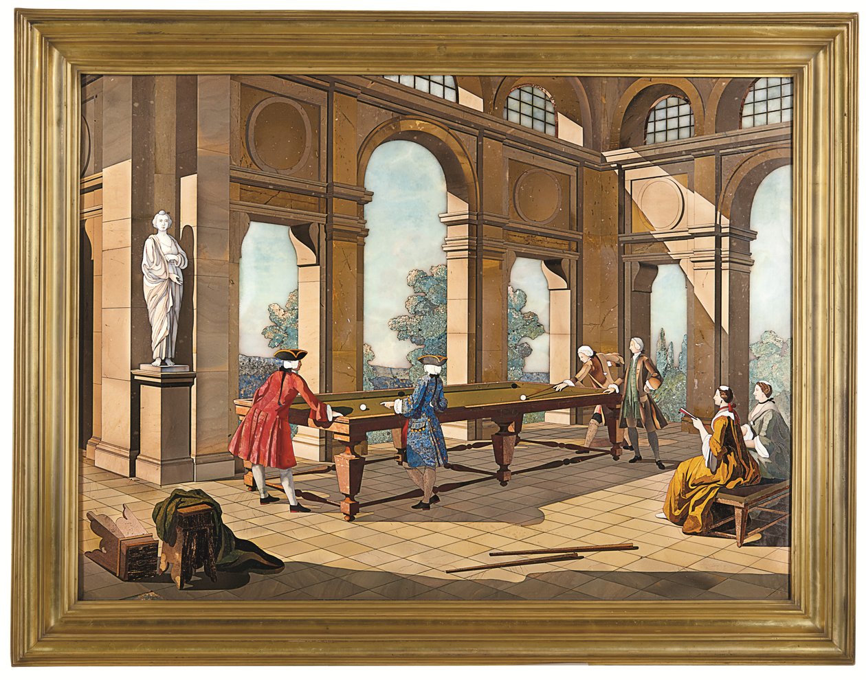 Keisarillinen laatta Biljardinpelaajat, n.1752-55 (pietra dura). tekijältä Giuseppe (after) Zocchi