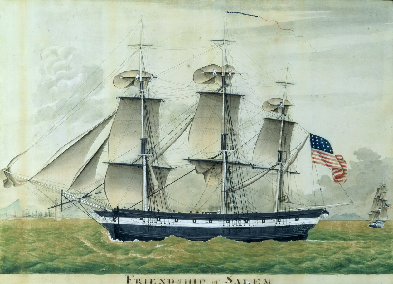 USS "Friendship", Salem (värilitografia) tekijältä Giuseppe (attr. to) Fedi