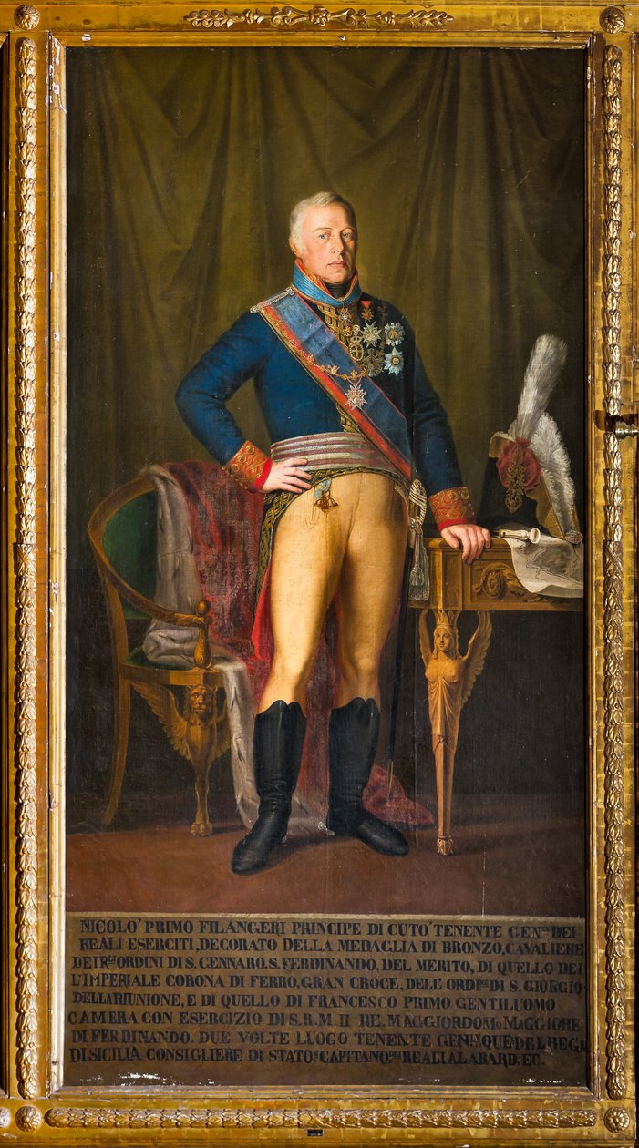 Valtakunnan kenraaliluutnantin Niccolo Filangerin muotokuva (öljy kankaalle) tekijältä Giuseppe (school of) Patania