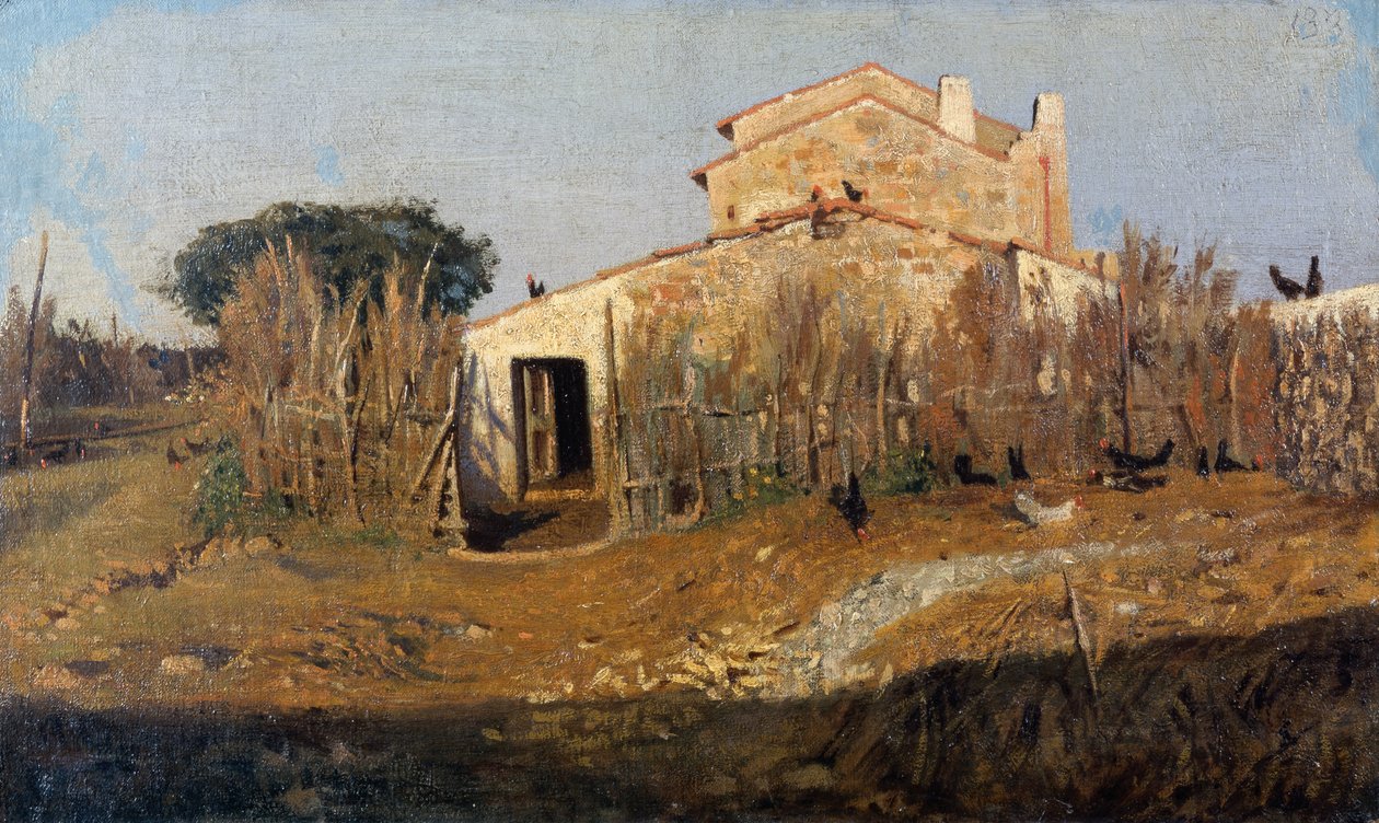 Diego Martellin talo, Giuseppe Abbati (1836-1868), öljy kankaalle, 25x42 cm tekijältä Giuseppe Abbati