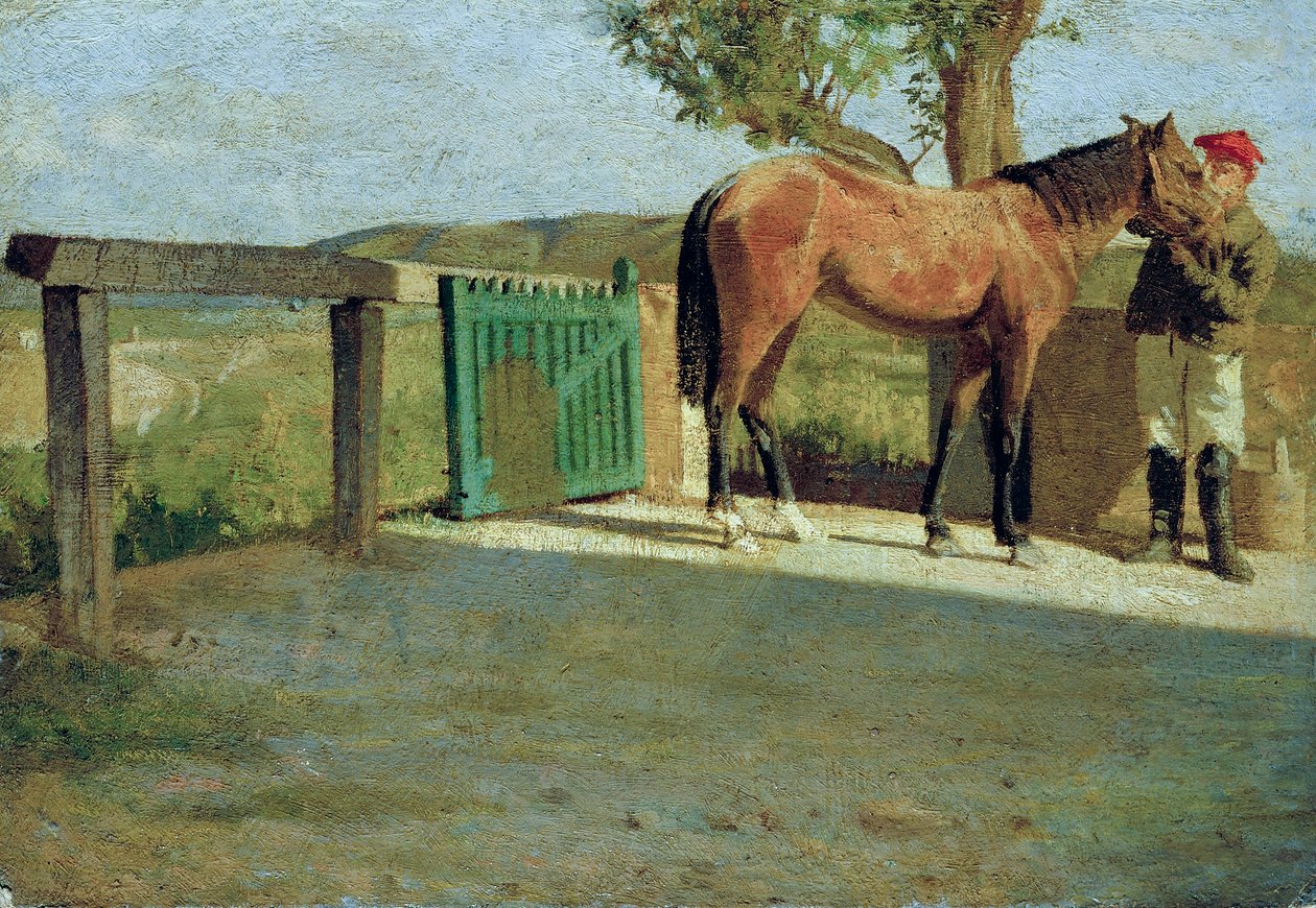 Pieni hevonen, noin 1867 (öljy pahville). tekijältä Giuseppe Abbati