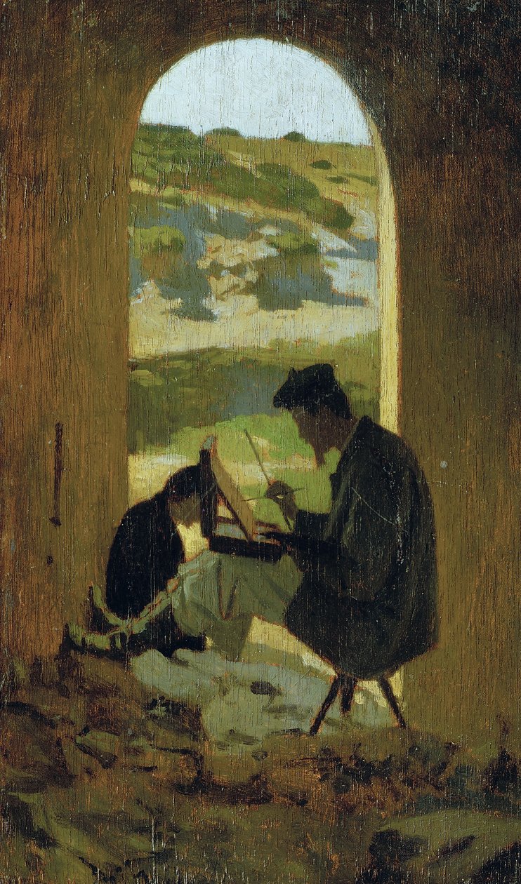 Taidemaalari Stanislao Pointeau, noin 1863 (öljy kartongille). tekijältä Giuseppe Abbati