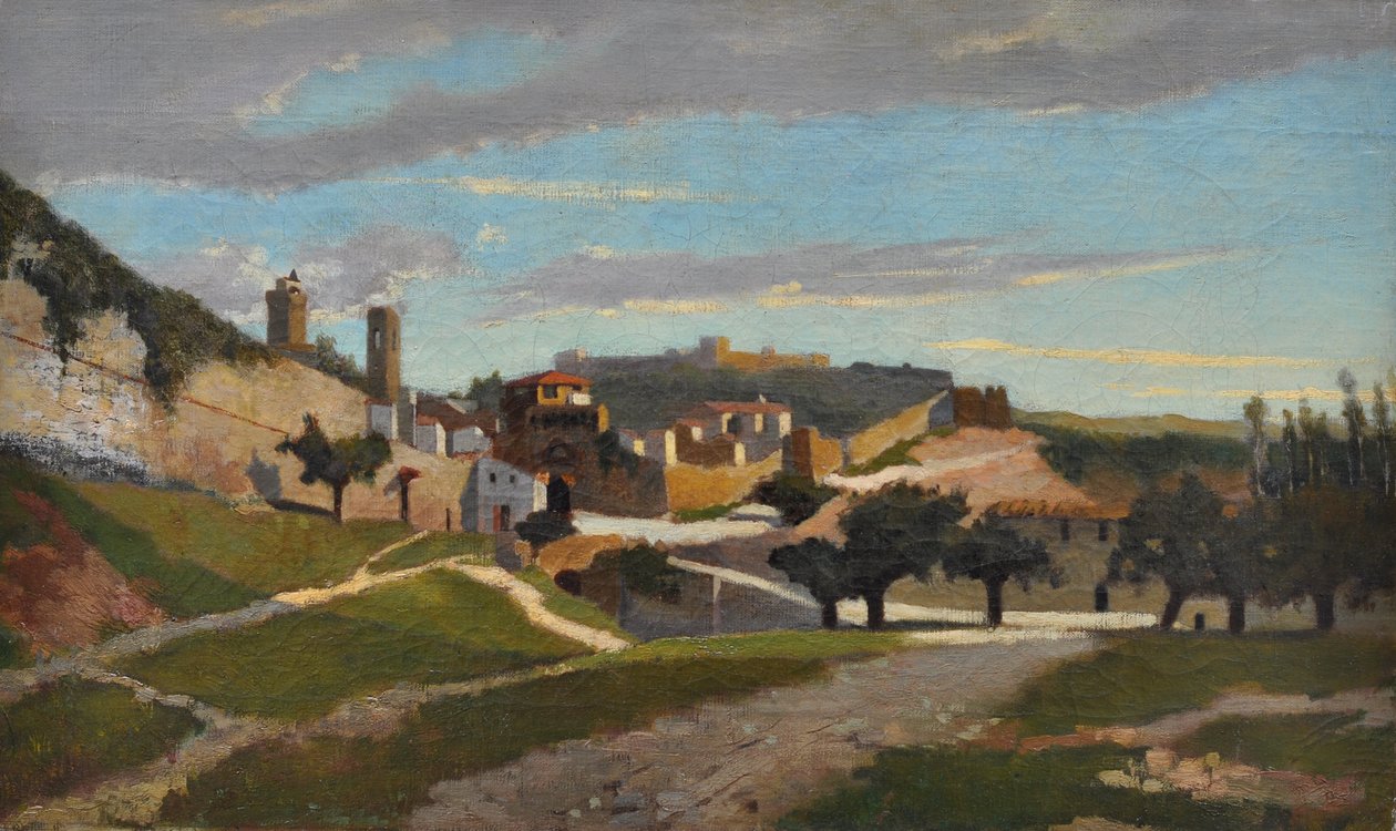 San Gimignanon muurit, n.1862 (öljy kankaalle) tekijältä Giuseppe Abbati
