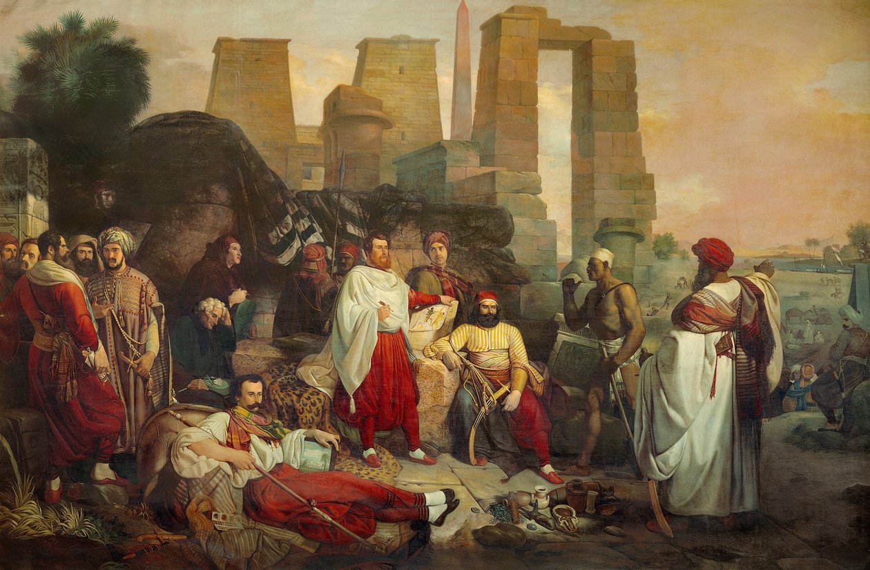 Ranskalais-Toscanan arkeologinen retkikunta Egyptiin (öljy kankaalle) tekijältä Giuseppe Angelelli