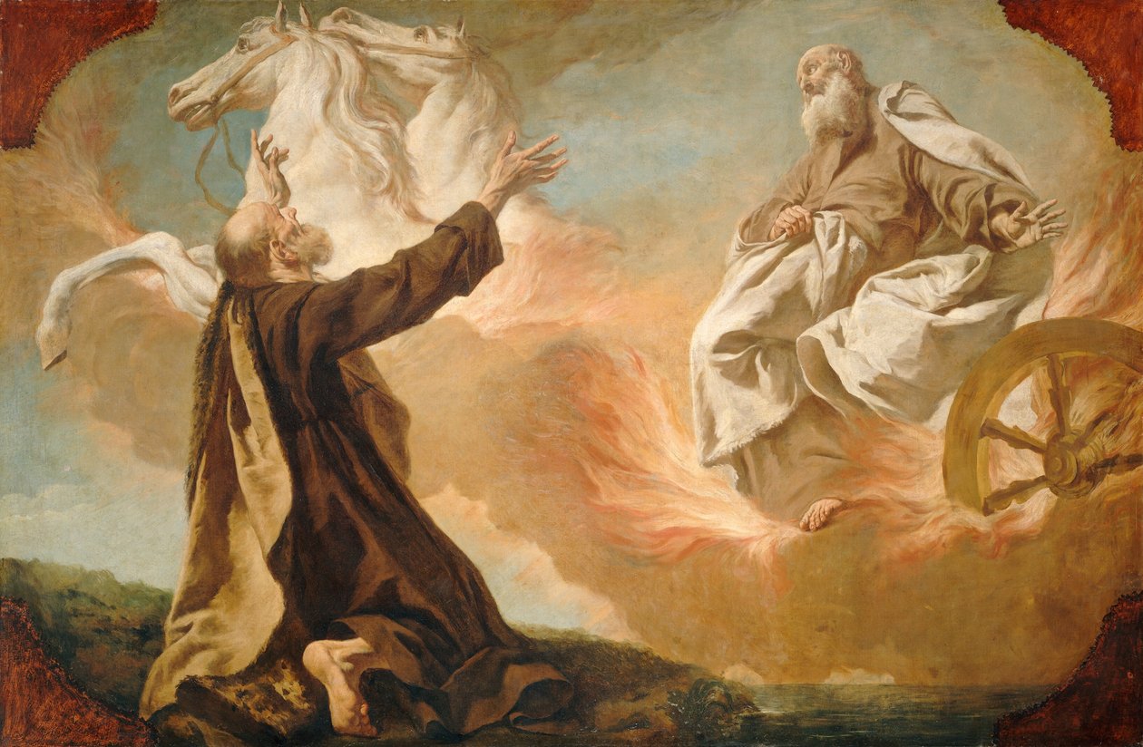 Elia nostettu tulivaunuihin, n. 17401755. tekijältä Giuseppe Angeli