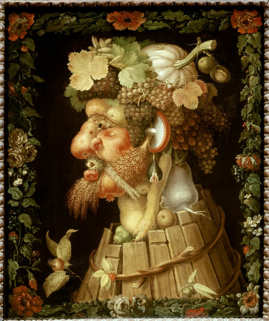 Giuseppe Arcimboldon (1527-1593) syysmaalaus 1500-luvun aurinko. 0,76x0,63 m - Syksy. Giuseppe Arcimboldon (1527-1593) maalaus tekijältä Giuseppe Arcimboldo