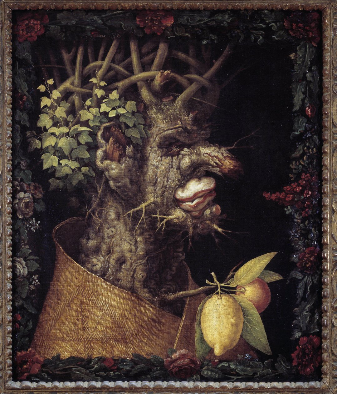 Talvi. Allegoria vuodenajoista. Giuseppe Arcimboldon (1527-1593) maalaus. Musee du Louvre tekijältä Giuseppe Arcimboldo