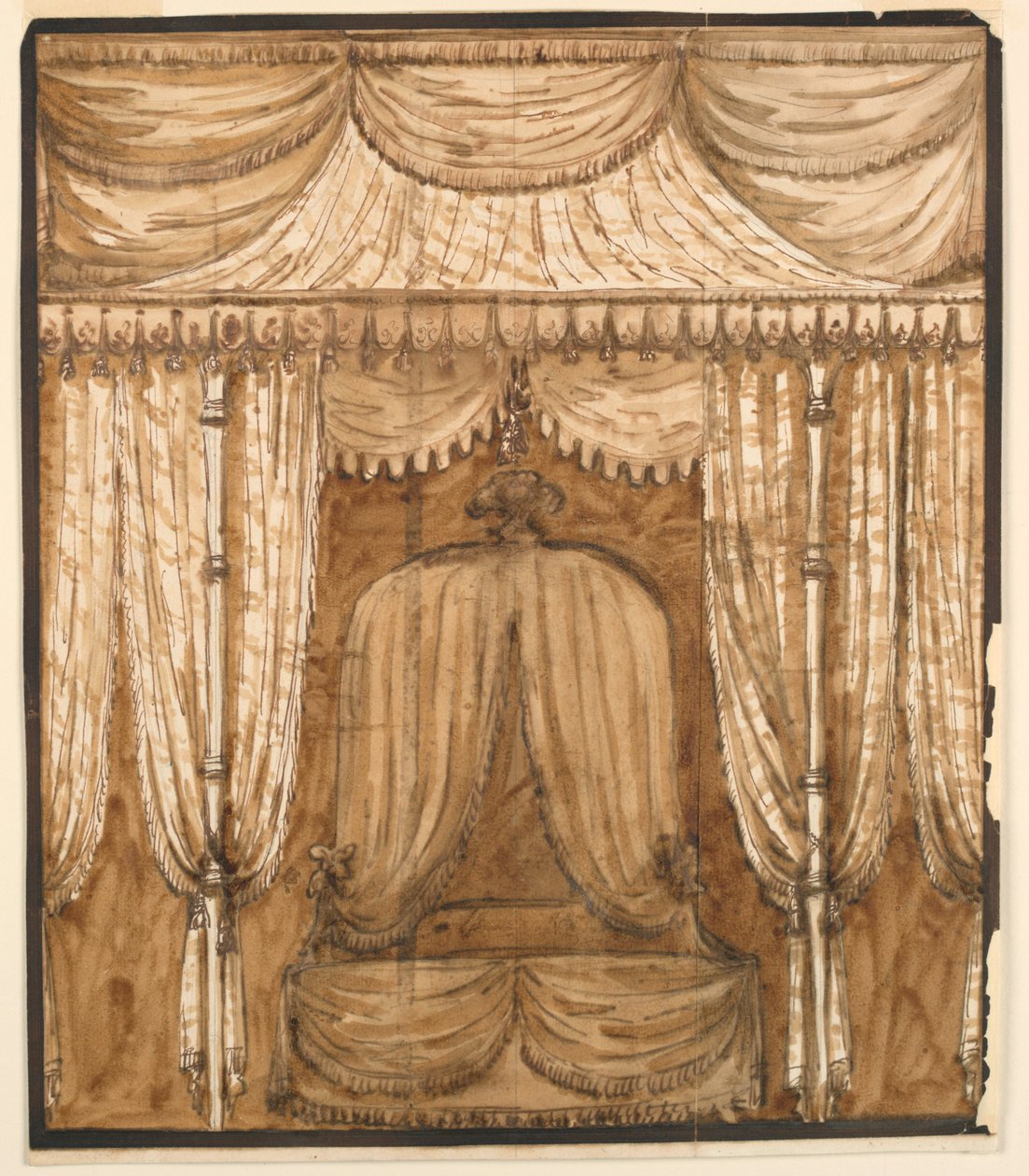 Piirustus, Sängyn alaviistosta, n. 1790. tekijältä Giuseppe Barberi