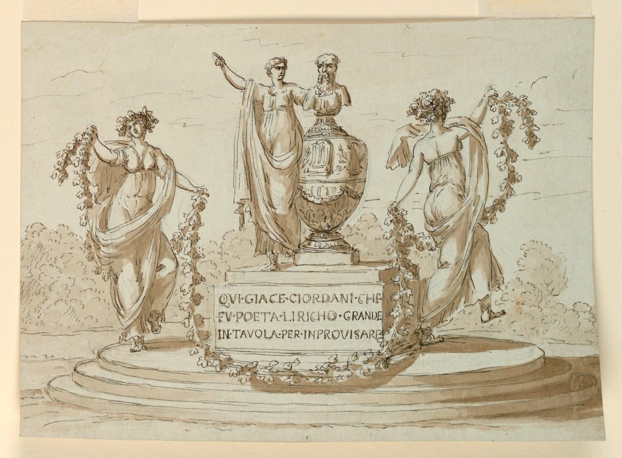 Hautamonumentti runoilija Pietro Giordanille tekijältä Giuseppe Barberi