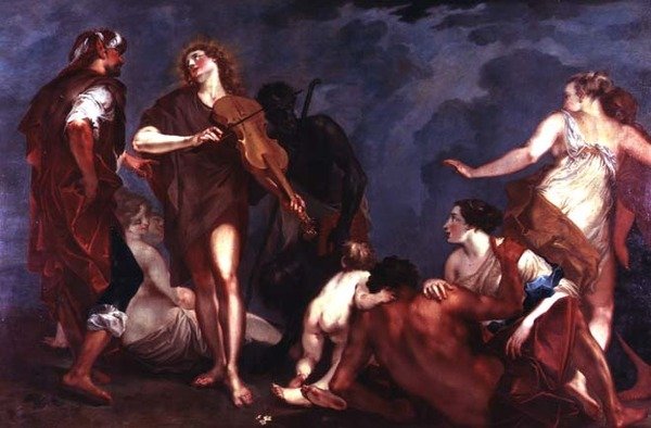 Apollo ja Marsyas tekijältä Giuseppe Bazzani