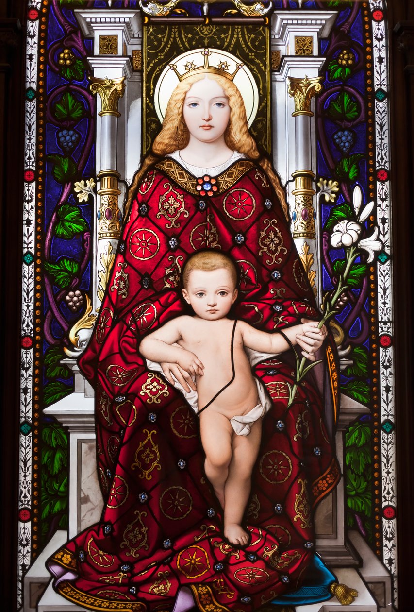 Madonna Enthroned (lasimaalaukset) tekijältä Giuseppe Bertini