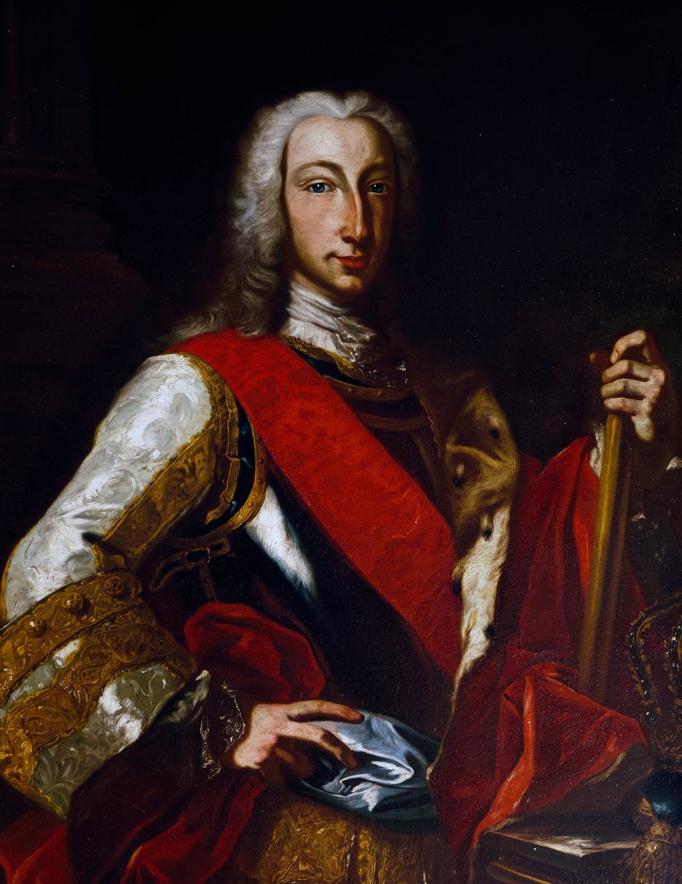 Espanjan kuninkaan Kaarle III Bourbon (1716-1788), myöhemmin Kaarle VII:n Napolin kuninkaan muotokuva, Giuseppe Boniton (1707-1789) maalaus tekijältä Giuseppe Bonito