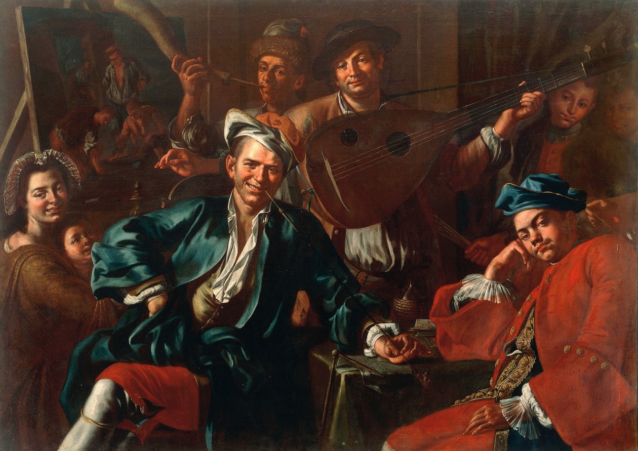 Giuseppe Boniton (1707-1789) maalarin ateljee, n. 1740 tekijältä Giuseppe Bonito