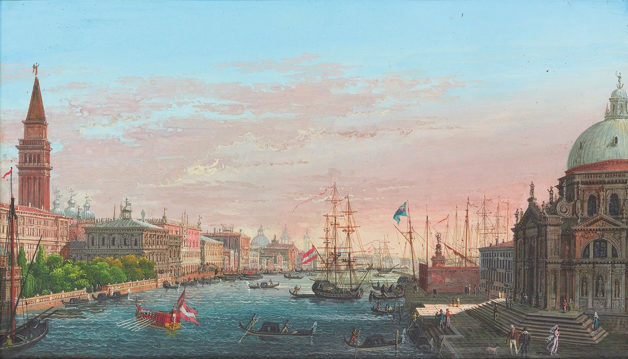 Näkymä Grand Canalille, Venetsiaan, Palazzo Ducalen ja Saluten kanssa tekijältä Giuseppe Borsato