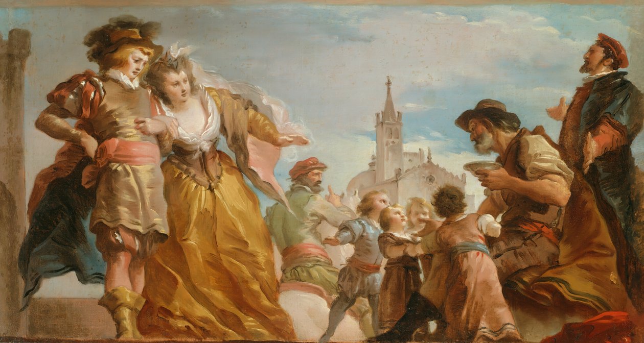 Antwerpenin kreivin Gautierin ja hänen tyttärensä Violanten tapaaminen, n. 1787. tekijältä Giuseppe Cades