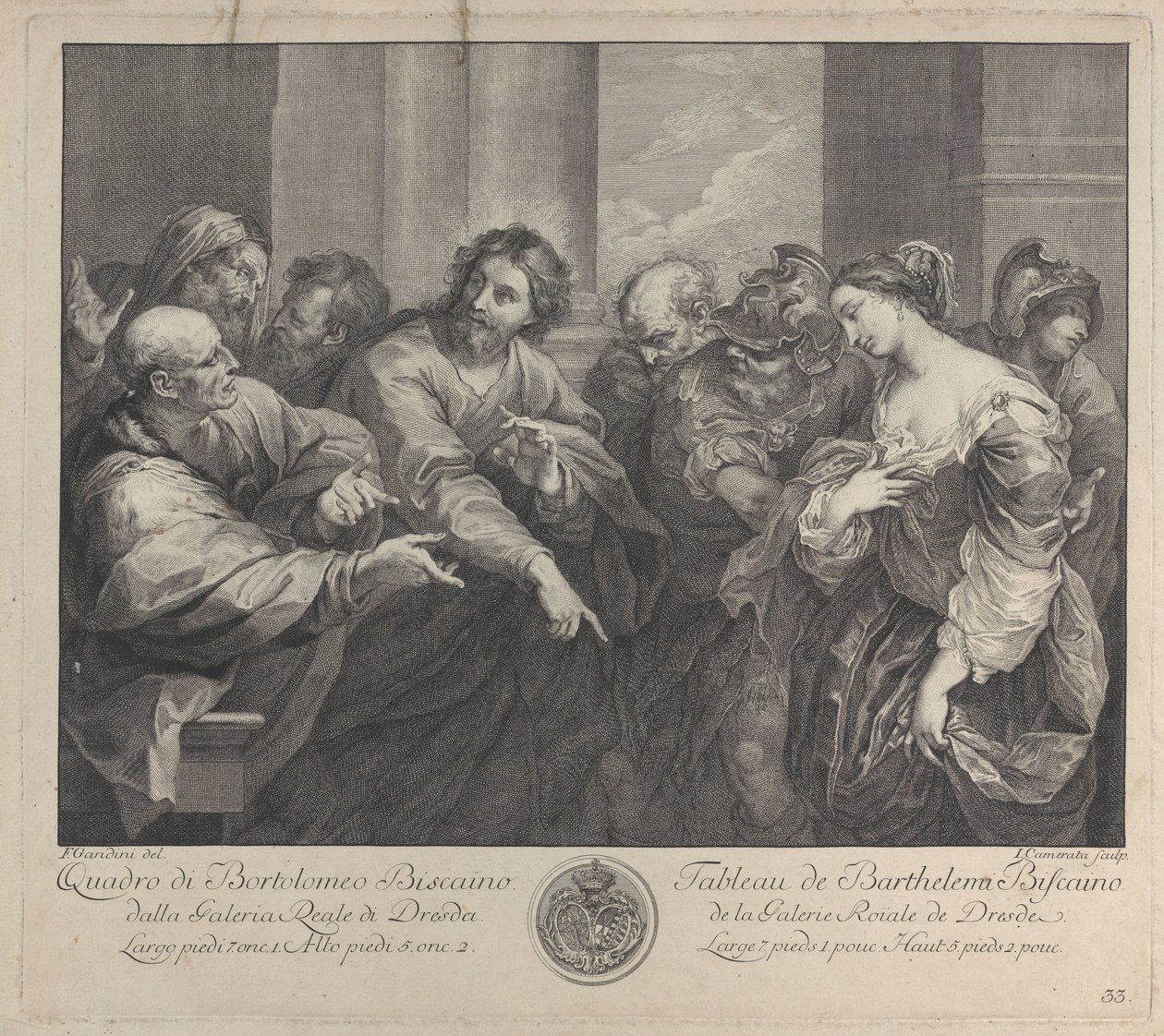 Kristus ja aviorikoksesta vangittu nainen, 1750-57. tekijältä Giuseppe Camerata
