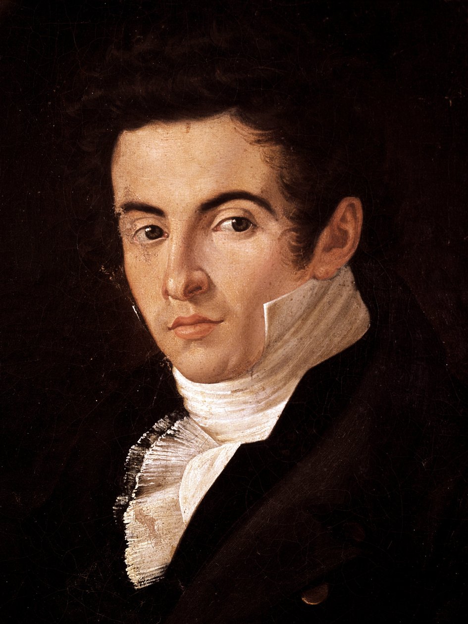 : Säveltäjä Vincenzo Bellinin (1801-1835) muotokuva. Giuseppe Cammaranon (1766-1850) maalaus. Napoli, San Martinon kansallismuseo (San Martinon kansallismuseo) tekijältä Giuseppe Cammarano