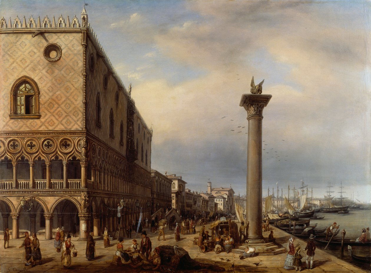 Riva degli Schiavoni (käytävä) Venetsiassa, kirjoittanut Giuseppe Cannella (1788-1847) tekijältä Giuseppe Canella
