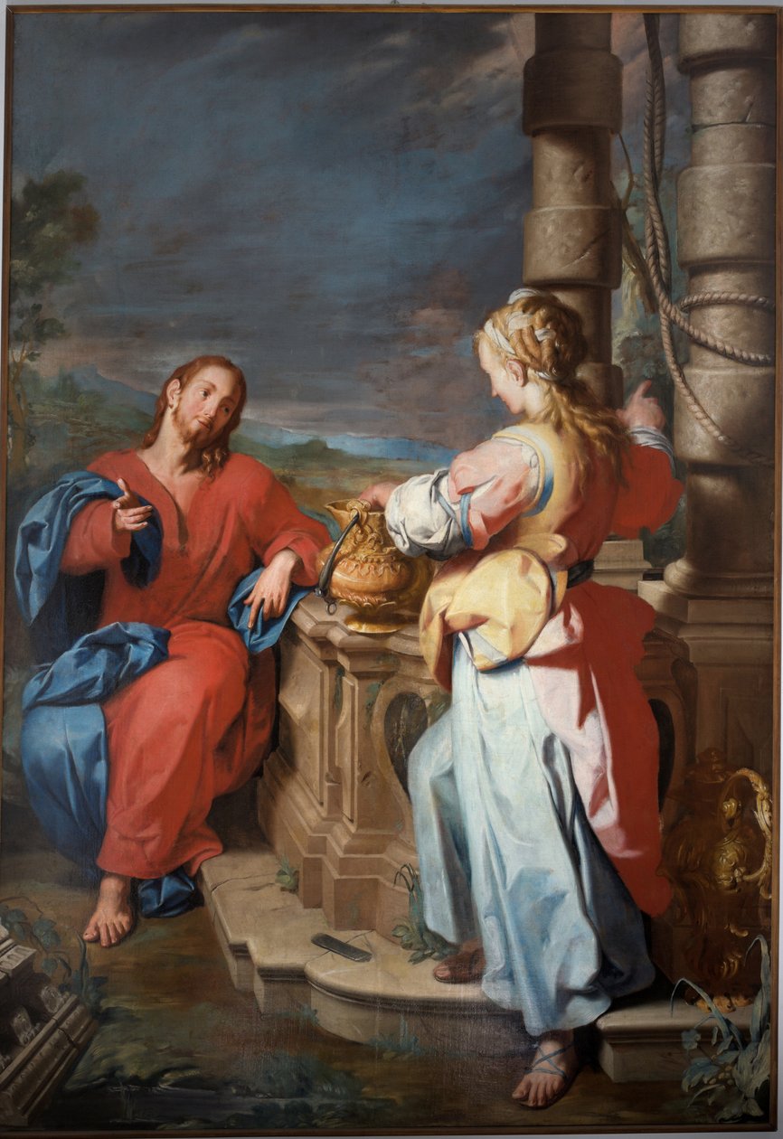 Jeesus ja samarialainen, noin 1722 (öljy kankaalle). tekijältä Giuseppe Castiglione