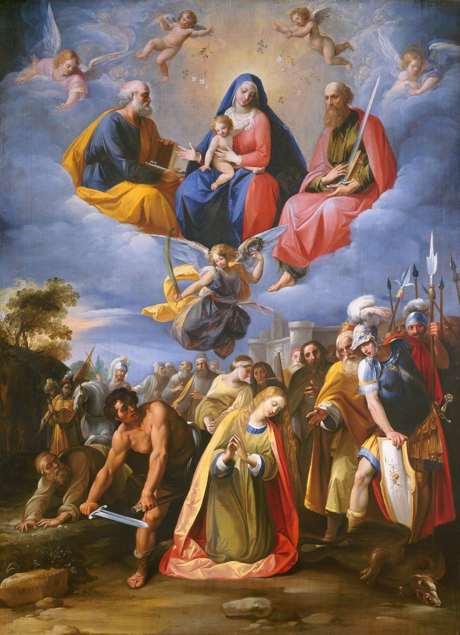 Pyhän Margaretin marttyyrikuolema, n. 16081611. tekijältä Giuseppe Cesari