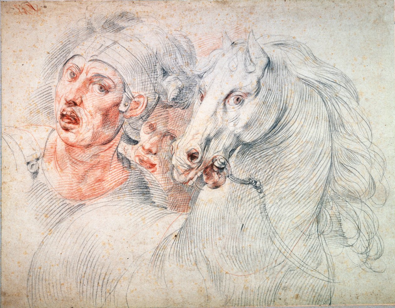 Tutkimus hevosesta ja kahdesta sotilasta, 1600-luvun alku tekijältä Giuseppe Cesari