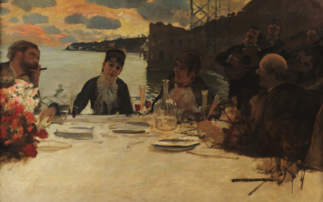 Italialainen:  Lounas Posillipossa. tekijältä Giuseppe de Nittis