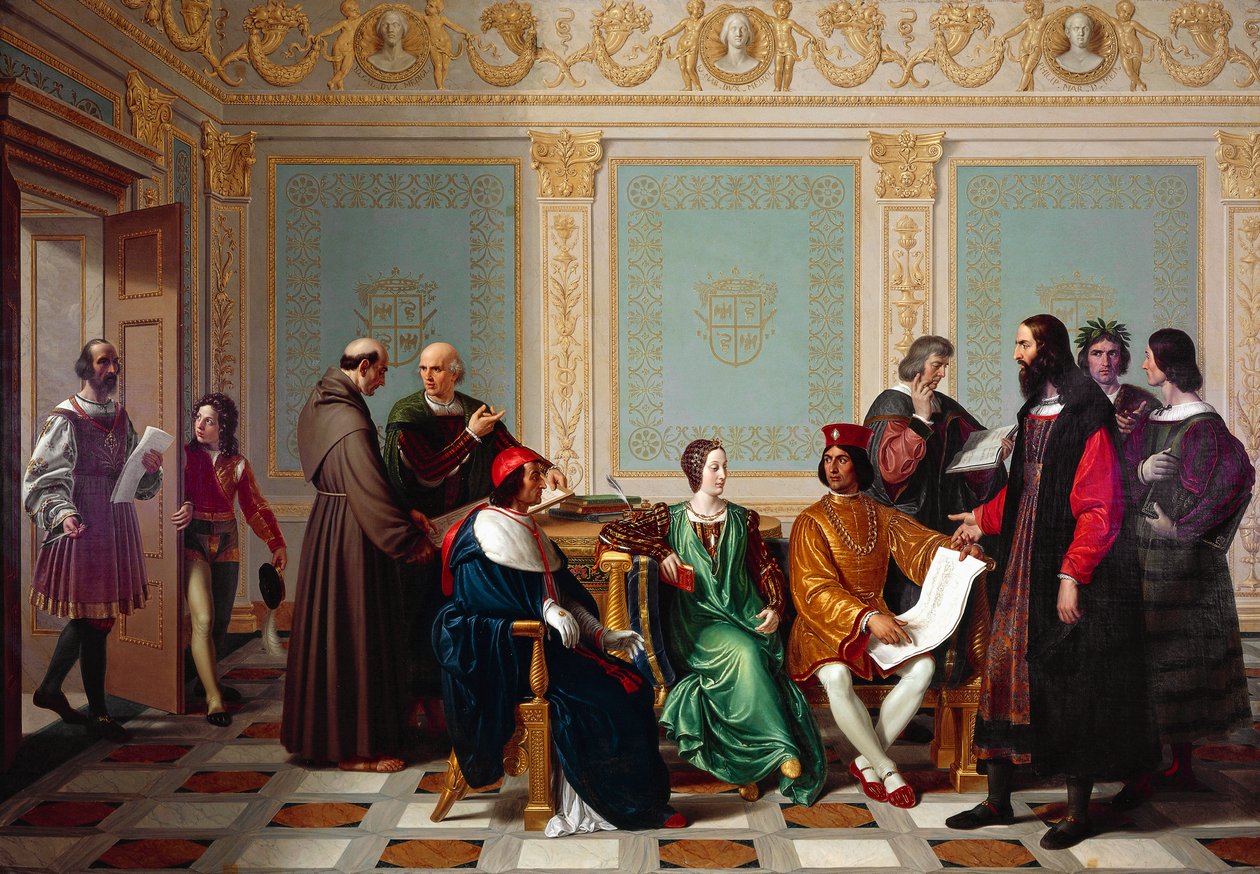 Leonardo da Vinci saa palkkion viimeisestä illallisesta Ludovico il Moron hovissa Milanossa tekijältä Giuseppe Diotti