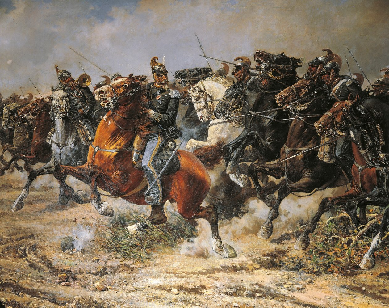 Kolmas vapaussota, Genovan ratsuväen panos Custozassa, 24. kesäkuuta 1866, maalannut Giuseppe Gabani tekijältä Giuseppe Gabani