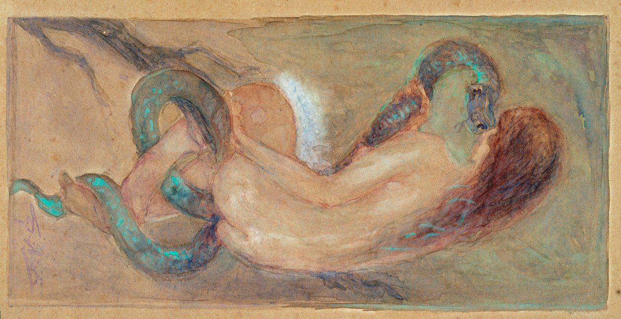 Eve-akvarelli Giuseppe Giglioli (1881-1930) Dim 11x23 cm Genes, Gallery of Modern Art, inv 0163 tekijältä Giuseppe Giglioli