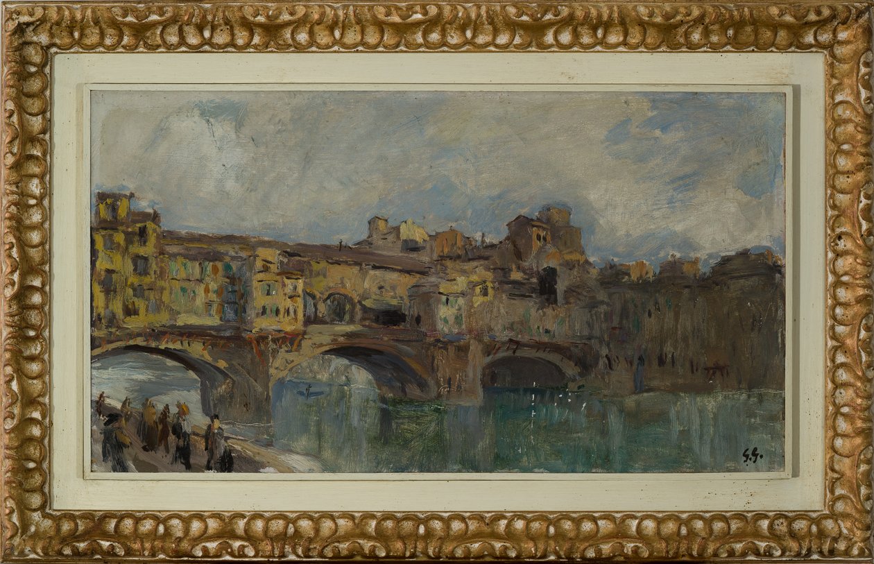 Ponte Vecchio Firenzessä (öljymaalaus kankaalle) tekijältä Giuseppe Graziosi
