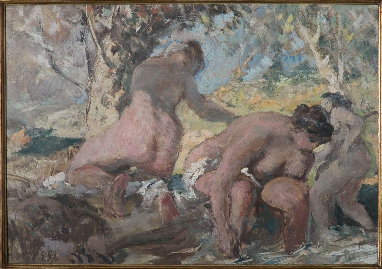 The Bathers (öljy vanerille) tekijältä Giuseppe Graziosi