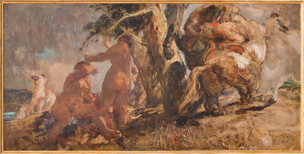 The Bathers and a Kentaur (öljy vanerille) tekijältä Giuseppe Graziosi
